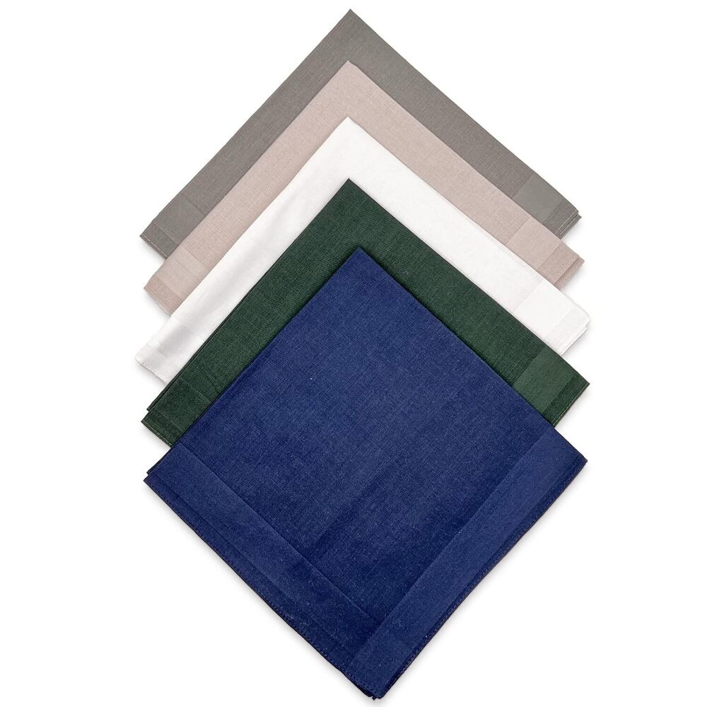Men's Cotton Handkerchiefs, Assorted Solid Color Pocket Square